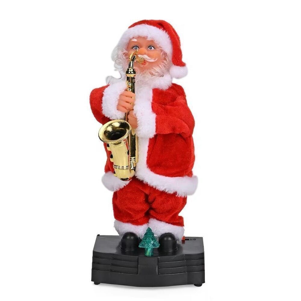 10-inch Electronic Santa Claus with Saxophone Music and Dancing Christmas Decor